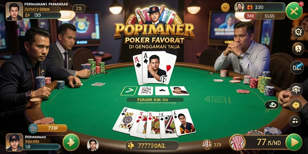 Tampilan gameplay menarik dari 77RP yang menawarkan pengalaman Poker seru.
