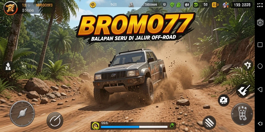 Gameplay BROMO77 dengan aksi balapan yang mendebarkan.