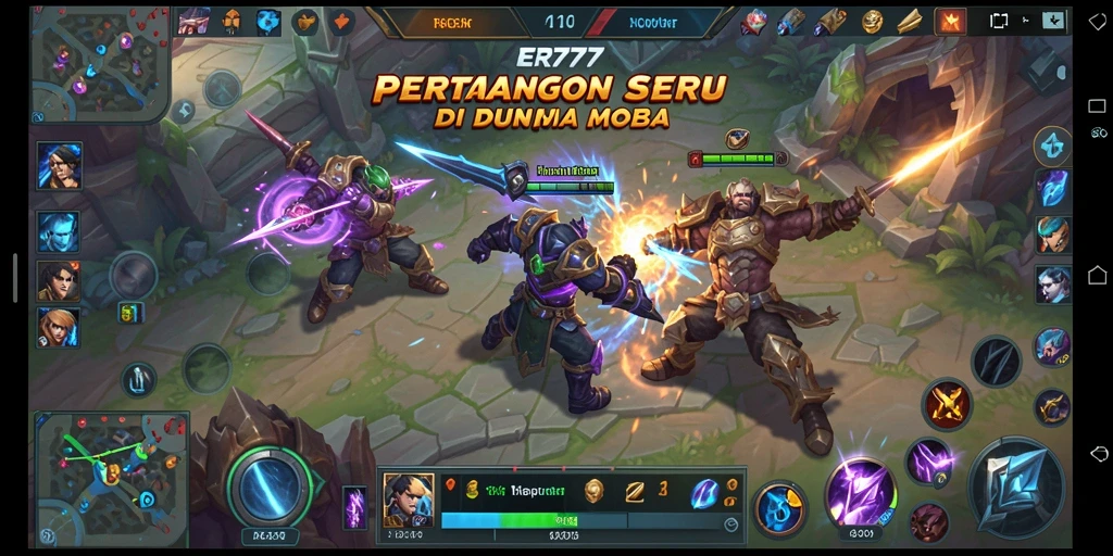 Screenshot gameplay ER777 menampilkan pertarungan seru antar karakter.