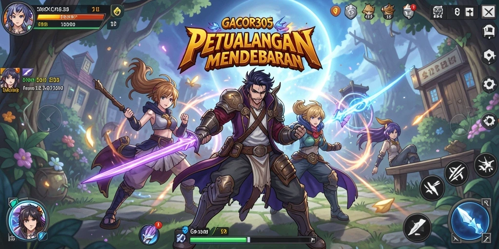 Screenshot gameplay GACOR305 menampilkan karakter anime yang sedang bertarung.