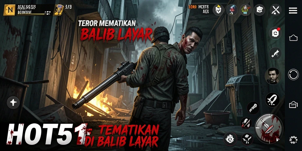 Screenshot gameplay HOT51 menampilkan suasana mencekam yang penuh ketegangan.