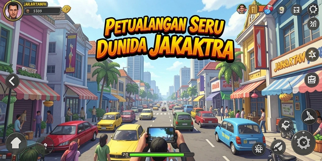 Tampilan gameplay seru JAKARTAWIN di dunia petualangan Jakarta.