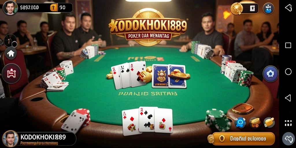 Tampilan gameplay KODOKHOKI889 dengan suasana Poker yang menegangkan.