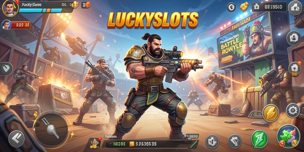 Gambaran gameplay seru di LUCKYSLOTS dalam pertarungan Battle Royale.