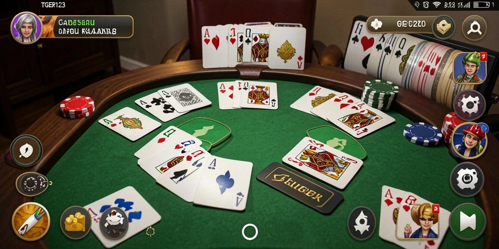 Tangkapan layar TGER123 menampilkan gameplay seru dalam bermain Gaple.